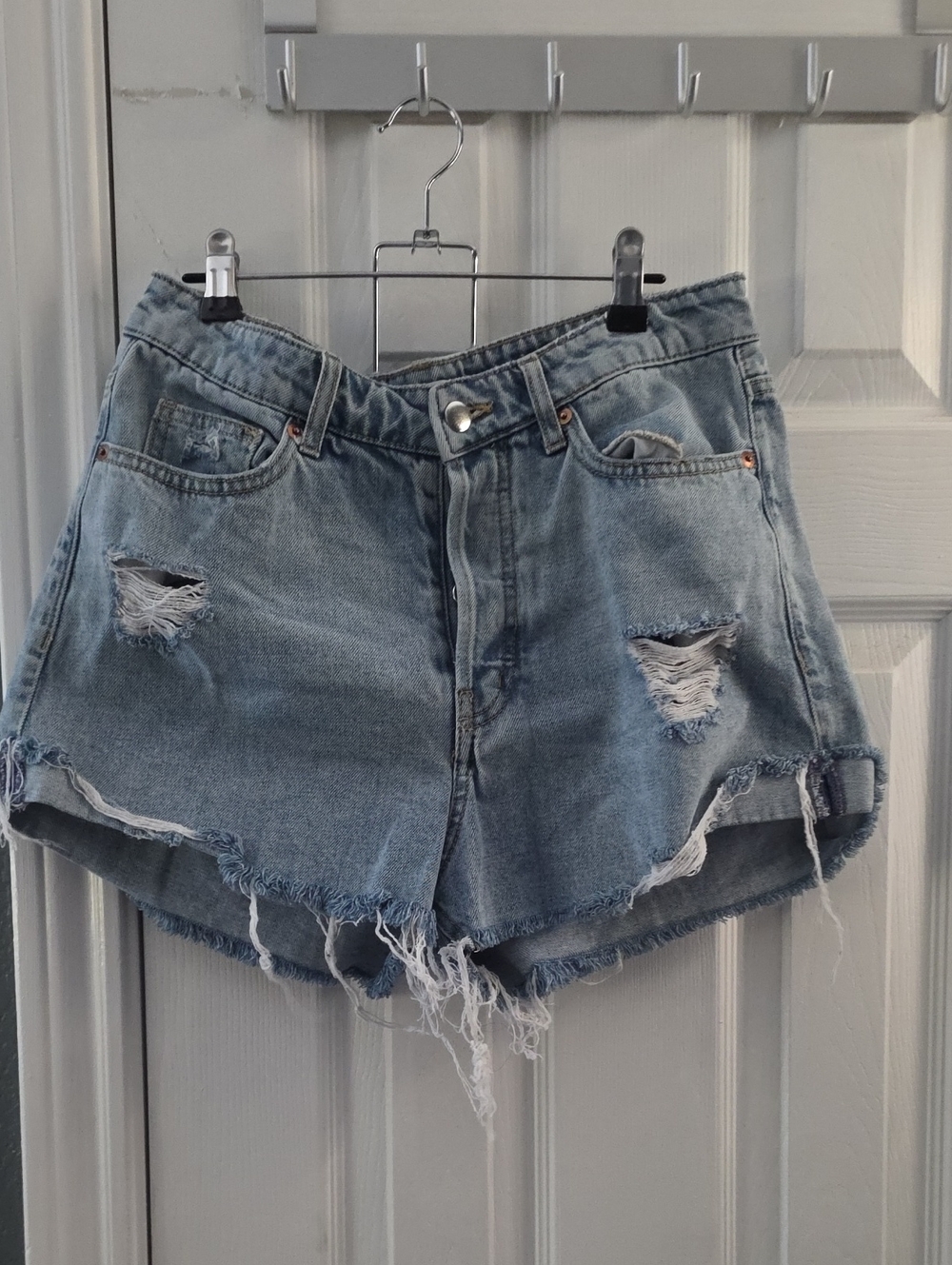H&M Light Blue Distressed Denim Shorts